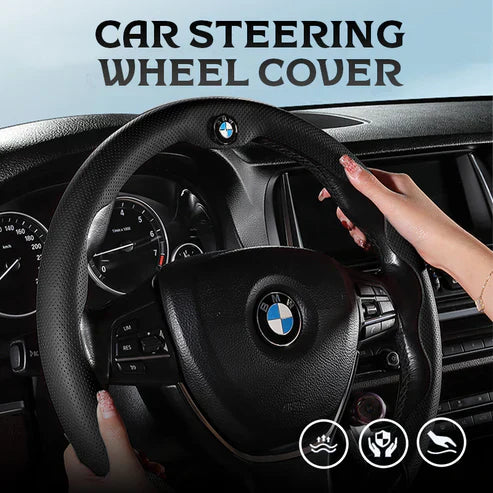 Nexi Customized Car Logo Breathable Ultra-thin 5D Leather & Carbon Car Steering Wheel Cover Universal Fit